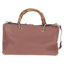 GUCCI Bamboo Hand Bag Leather 2way Pink Gold 323660 Auth 159357-2