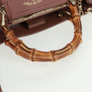 GUCCI Bamboo Hand Bag Leather 2way Pink Gold 323660 Auth 159357-7