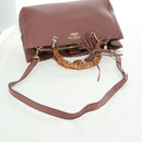 GUCCI Bamboo Hand Bag Leather 2way Pink Gold 323660 Auth 159357-8