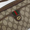 GUCCI GG Supreme Web Sherry Line Shoulder Bag PVC Beige Gold 116 02 089 Auth 159358-17