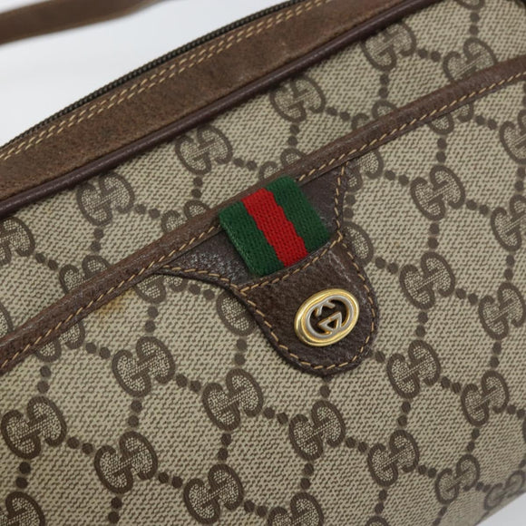 GUCCI GG Supreme Web Sherry Line Shoulder Bag PVC Beige Gold 116 02 089 Auth 159358