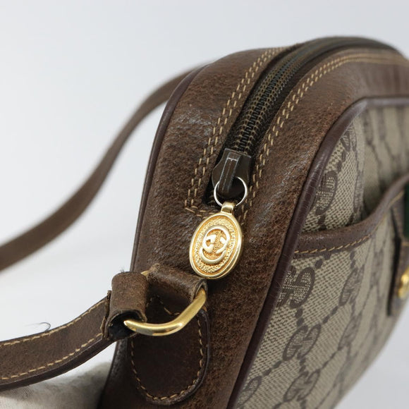 GUCCI GG Supreme Web Sherry Line Shoulder Bag PVC Beige Gold 116 02 089 Auth 159358