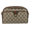 GUCCI GG Supreme Web Sherry Line Shoulder Bag PVC Beige Gold 116 02 089 Auth 159358-13