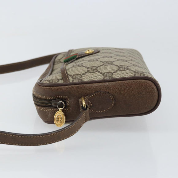 GUCCI GG Supreme Web Sherry Line Shoulder Bag PVC Beige Gold 116 02 089 Auth 159358