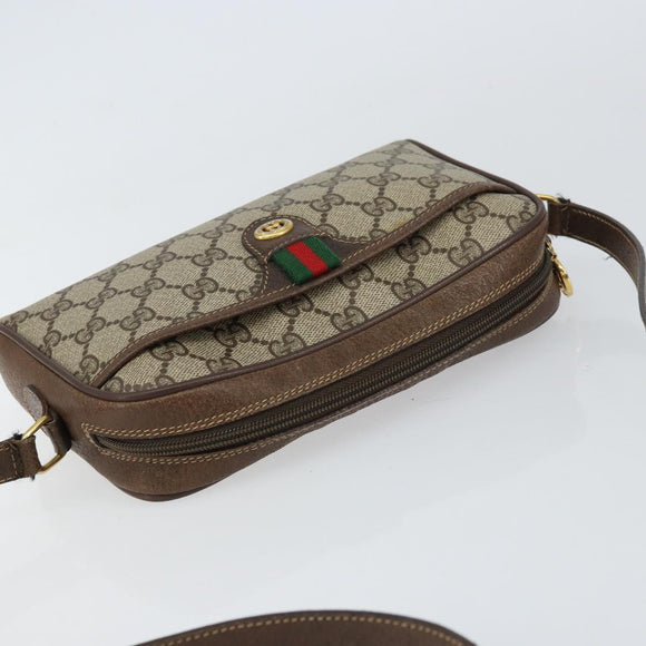 GUCCI GG Supreme Web Sherry Line Shoulder Bag PVC Beige Gold 116 02 089 Auth 159358