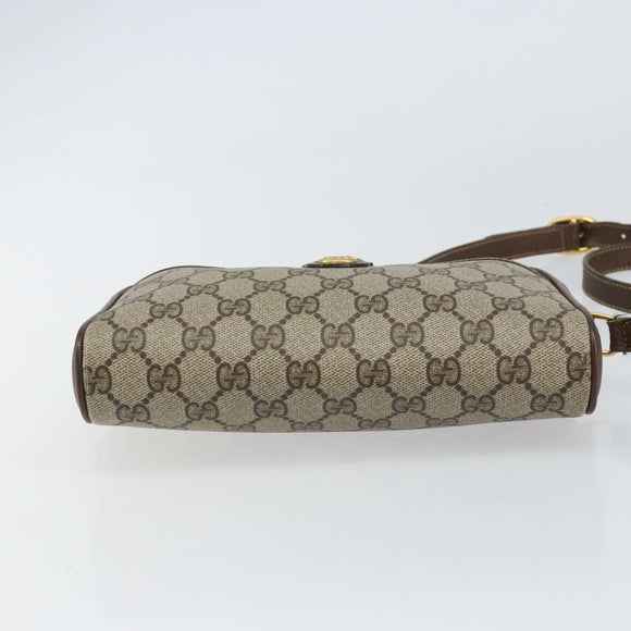 GUCCI GG Supreme Web Sherry Line Shoulder Bag PVC Beige Gold 116 02 089 Auth 159358