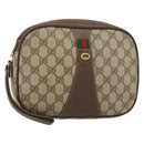 GUCCI GG Supreme Web Sherry Line Clutch Bag Beige Gold 156 01 034 Auth 159359-1