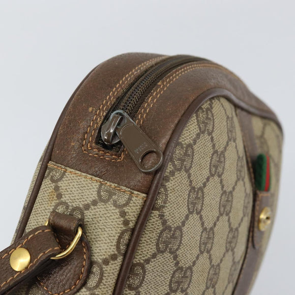 GUCCI GG Supreme Web Sherry Line Clutch Bag Beige Gold 156 01 034 Auth 159359