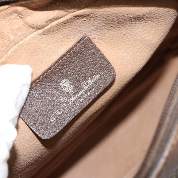 GUCCI GG Supreme Web Sherry Line Clutch Bag Beige Gold 156 01 034 Auth 159359