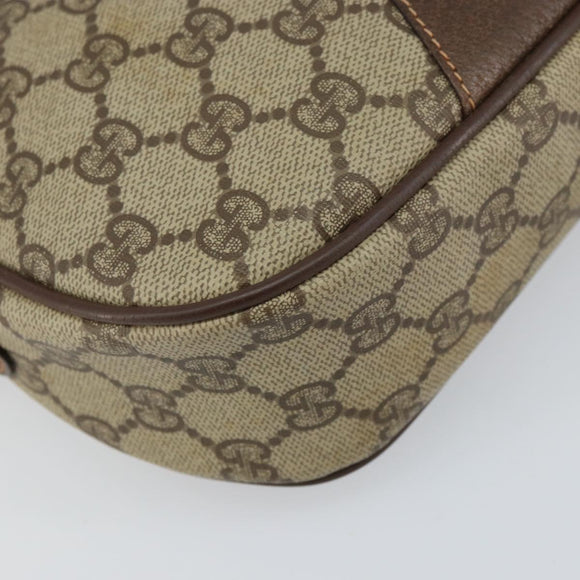 GUCCI GG Supreme Web Sherry Line Clutch Bag Beige Gold 156 01 034 Auth 159359