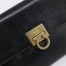 Salvatore Ferragamo Chain Gancini Shoulder Bag Leather Black Gold Auth 159360-17