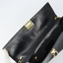 Salvatore Ferragamo Chain Gancini Shoulder Bag Leather Black Gold Auth 159360-10