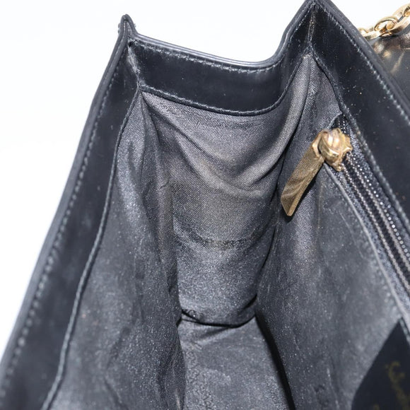 Salvatore Ferragamo Chain Gancini Shoulder Bag Leather Black Gold Auth 159360