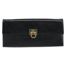 Salvatore Ferragamo Chain Gancini Shoulder Bag Leather Black Gold Auth 159360-13