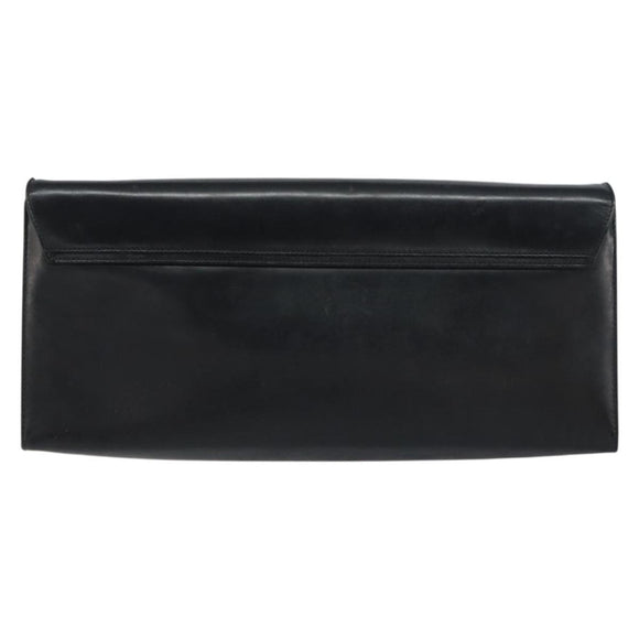 Salvatore Ferragamo Chain Gancini Shoulder Bag Leather Black Gold Auth 159360