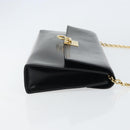 Salvatore Ferragamo Chain Gancini Shoulder Bag Leather Black Gold Auth 159360-3