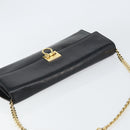 Salvatore Ferragamo Chain Gancini Shoulder Bag Leather Black Gold Auth 159360-6