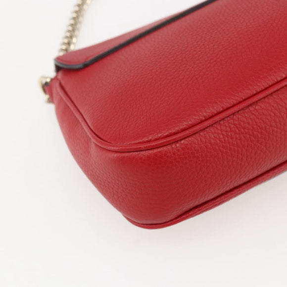 GUCCI Chain Shoulder Bag Leather Red Gold 536224 Auth 159361