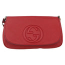 GUCCI Chain Shoulder Bag Leather Red Gold 536224 Auth 159361-13