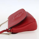 GUCCI Chain Shoulder Bag Leather Red Gold 536224 Auth 159361-3