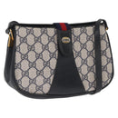 GUCCI GG Supreme Sherry Line Bag PVC Navy Gold Red 10 02 024 Auth 159366-1