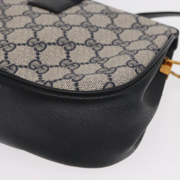 GUCCI GG Supreme Sherry Line Bag PVC Navy Gold Red 10 02 024 Auth 159366