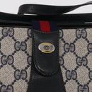 GUCCI GG Supreme Sherry Line Bag PVC Navy Gold Red 10 02 024 Auth 159366-16