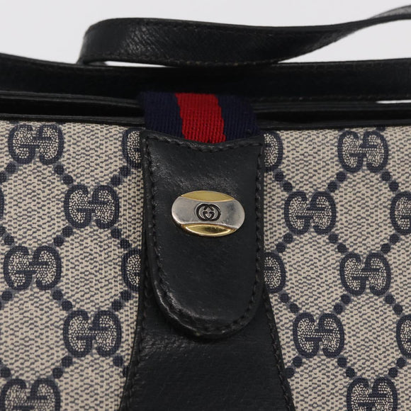 GUCCI GG Supreme Sherry Line Bag PVC Navy Gold Red 10 02 024 Auth 159366