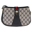 GUCCI GG Supreme Sherry Line Bag PVC Navy Gold Red 10 02 024 Auth 159366-13