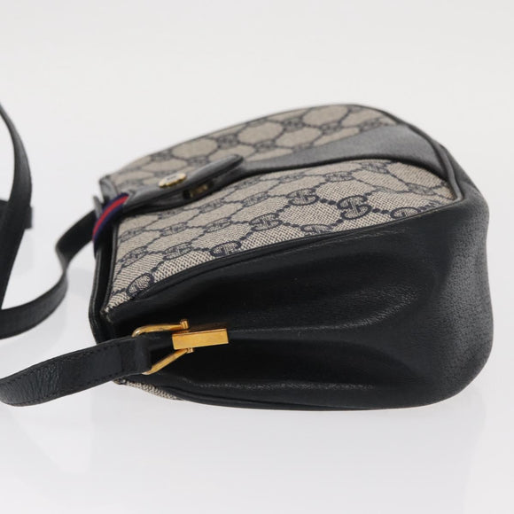 GUCCI GG Supreme Sherry Line Bag PVC Navy Gold Red 10 02 024 Auth 159366