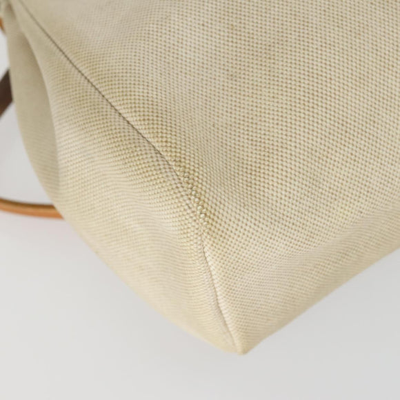 HERMES Herbag Ad PM Backpack Canvas Leather 2way Beige Silver Auth 159367