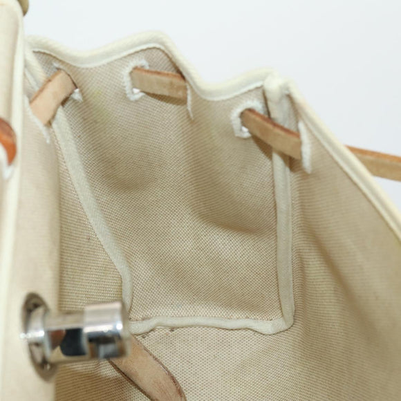 HERMES Herbag Ad PM Backpack Canvas Leather 2way Beige Silver Auth 159367