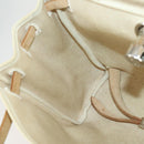 HERMES Herbag Ad PM Backpack Canvas Leather 2way Beige Silver Auth 159367-21