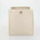 HERMES Herbag Ad PM Backpack Canvas Leather 2way Beige Silver Auth 159367-23