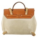 HERMES Herbag Ad PM Backpack Canvas Leather 2way Beige Silver Auth 159367-3