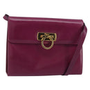 Salvatore Ferragamo Gancini Shoulder Bag Leather Purple Gold Auth 159368-1