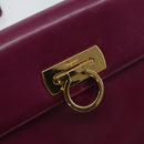 Salvatore Ferragamo Gancini Shoulder Bag Leather Purple Gold Auth 159368-17