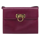 Salvatore Ferragamo Gancini Shoulder Bag Leather Purple Gold Auth 159368-13