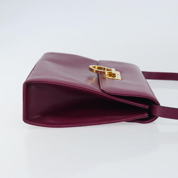 Salvatore Ferragamo Gancini Shoulder Bag Leather Purple Gold Auth 159368