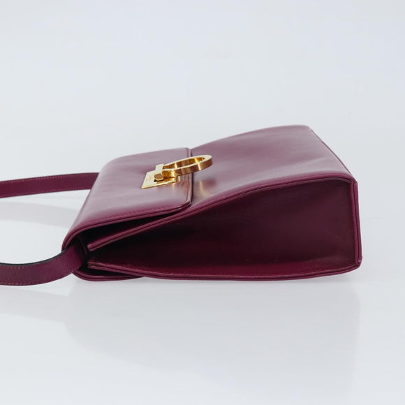 Salvatore Ferragamo Gancini Shoulder Bag Leather Purple Gold Auth 159368