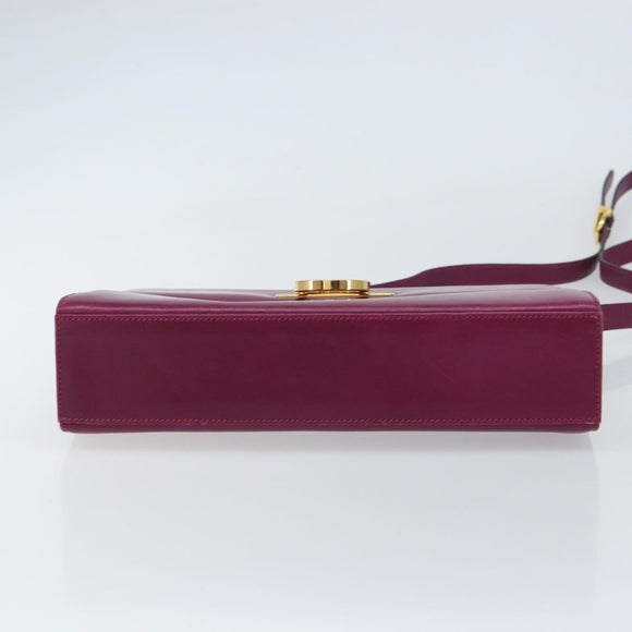 Salvatore Ferragamo Gancini Shoulder Bag Leather Purple Gold Auth 159368
