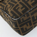 FENDI Zucca Canvas Shoulder Bag Brown Black Auth 159375-14