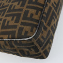 FENDI Zucca Canvas Shoulder Bag Brown Black Auth 159375-16