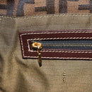 FENDI Zucca Canvas Shoulder Bag Brown Black Auth 159375-22