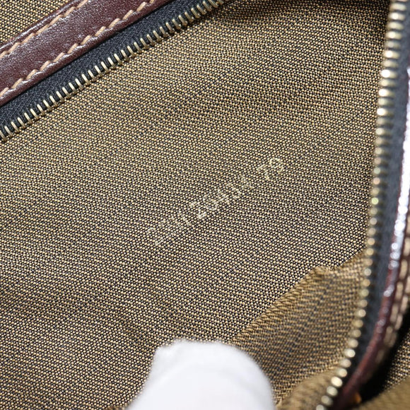FENDI Zucca Canvas Shoulder Bag Brown Black Auth 159375