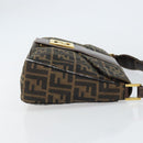 FENDI Zucca Canvas Shoulder Bag Brown Black Auth 159375-3