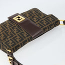 FENDI Zucca Canvas Shoulder Bag Brown Black Auth 159375-6