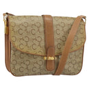 CELINE C Sulky Horse Carriage Shoulder Bag PVC Beige Gold Auth 159376-1