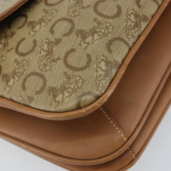CELINE C Sulky Horse Carriage Shoulder Bag PVC Beige Gold Auth 159376