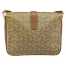 CELINE C Sulky Horse Carriage Shoulder Bag PVC Beige Gold Auth 159376-2